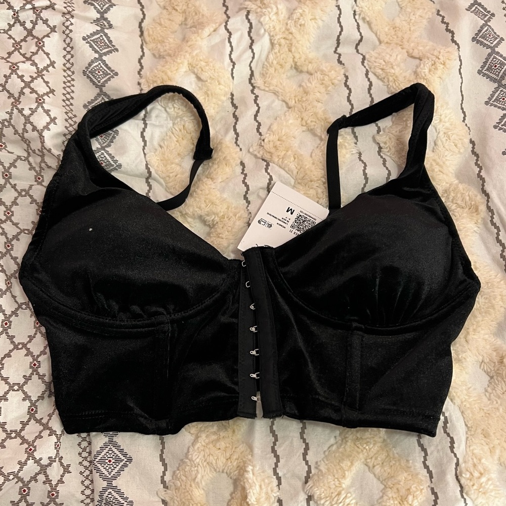 FOREVER 21 CROP VELVET CORSET TOP